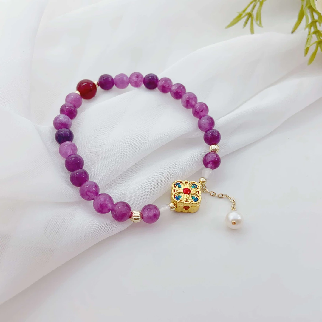 铜合金手链 《货号7271》梦幻紫色珠珠手链