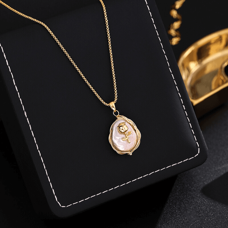 铜合金项链 《货号7001》欧美复古紫色玫瑰花项链