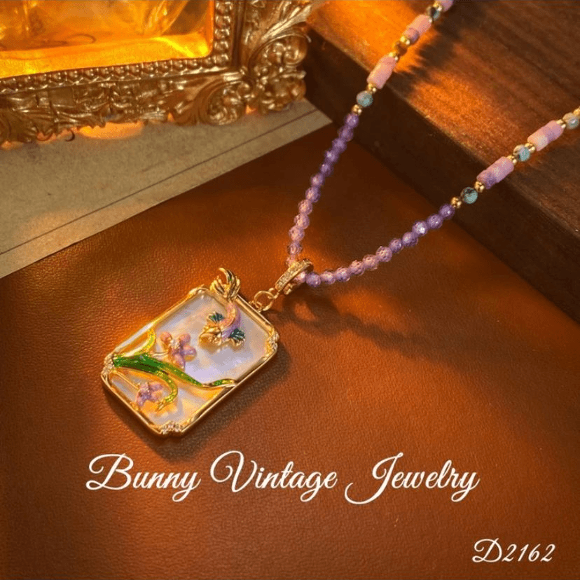 铜合金项链 《货号7581》囯潮如鱼得水油画彩色串珠项链