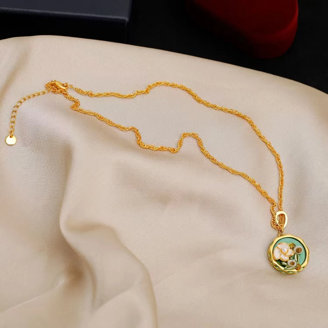 铜合金项链 《货号7011》复古花园系列玫瑰花项链（链长：46cm）