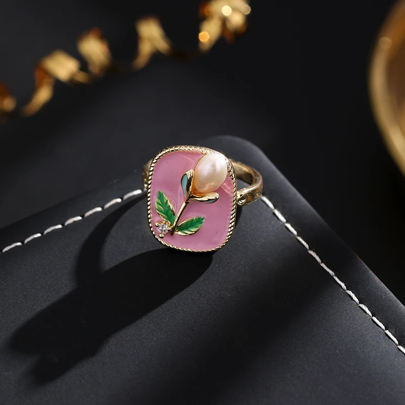 铜合金戒指 《货号7441》复古油画郁金香戒指