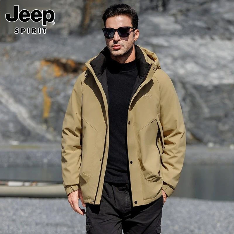 Jeep吉普户外宽松大码男士棉服连帽宽松御寒冬季棉衣外套休闲加绒