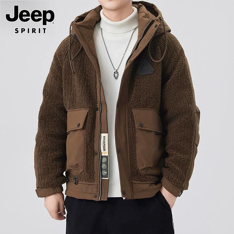 Jeep吉普痞帅棉服男士2024年冬季新款潮牌加厚摇粒绒工装外套男