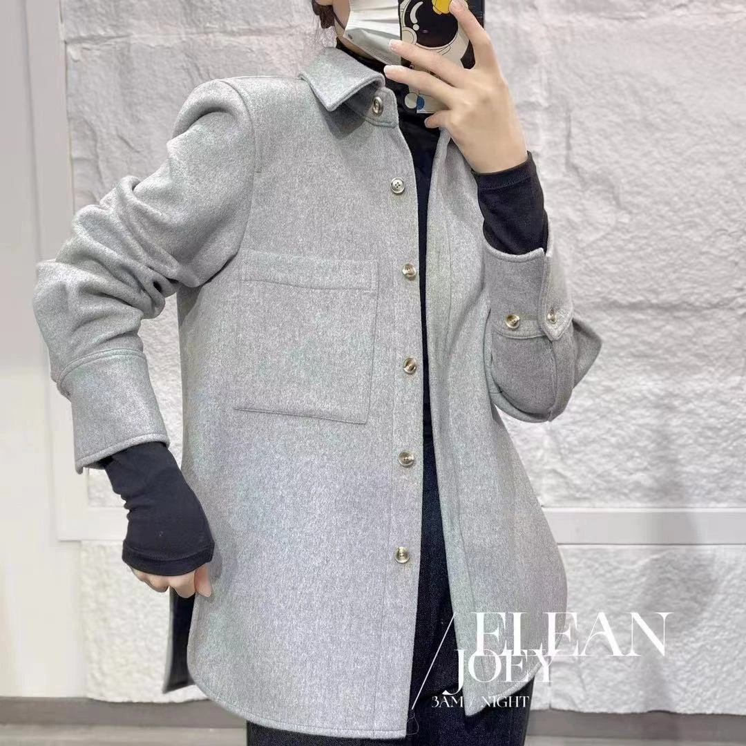 【简约大方】纯色羊毛翻领外套