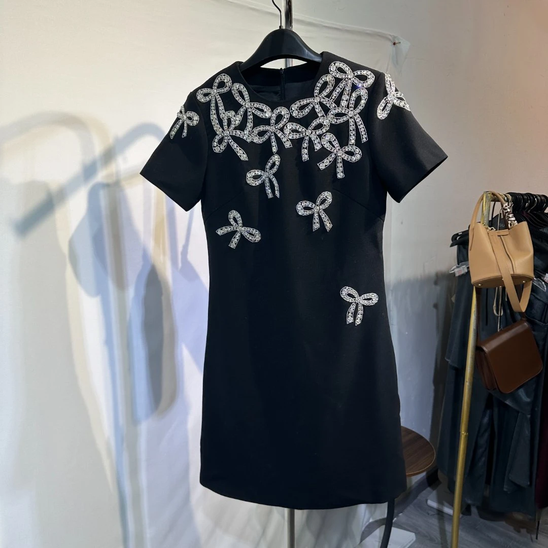 【高端定制款】轻奢高级重工蝴蝶水钻连衣裙