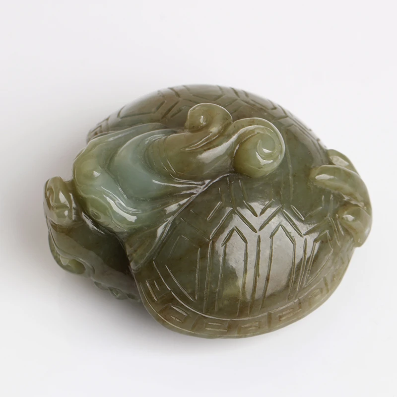 新疆和田玉龙龟把件全手工雕刻俏色糖料大龙头龟玄武手把件