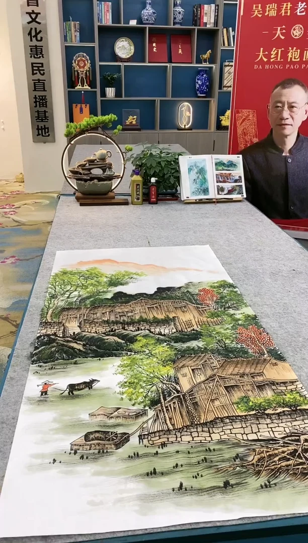 【闪购商品】绘画吴瑞君-现场创作四尺山水/无框/Y063