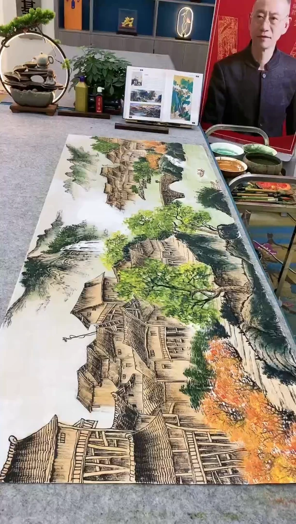 【闪购商品】绘画吴瑞君-现场创作六尺山水/无框/Y001