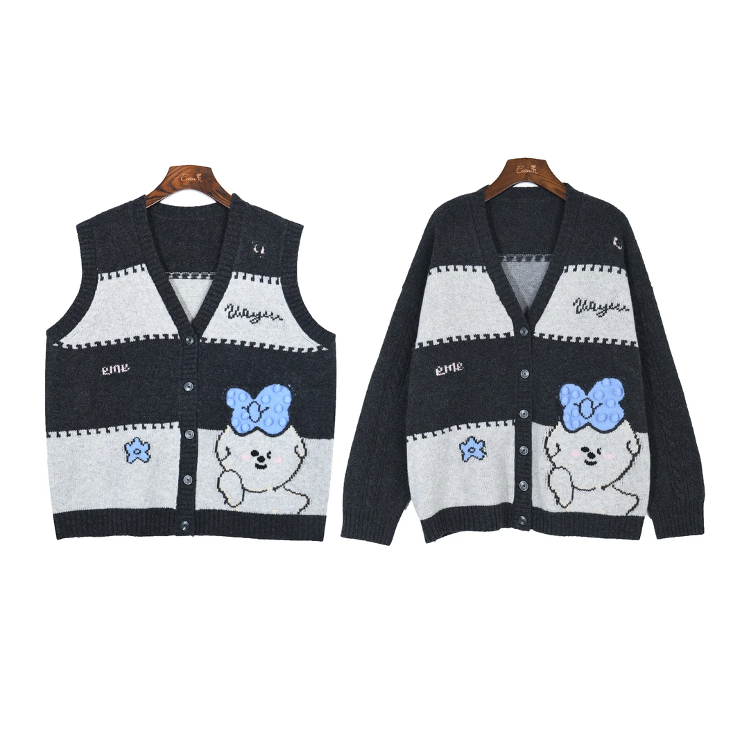 MODE【手工熊 】同款针织开衫