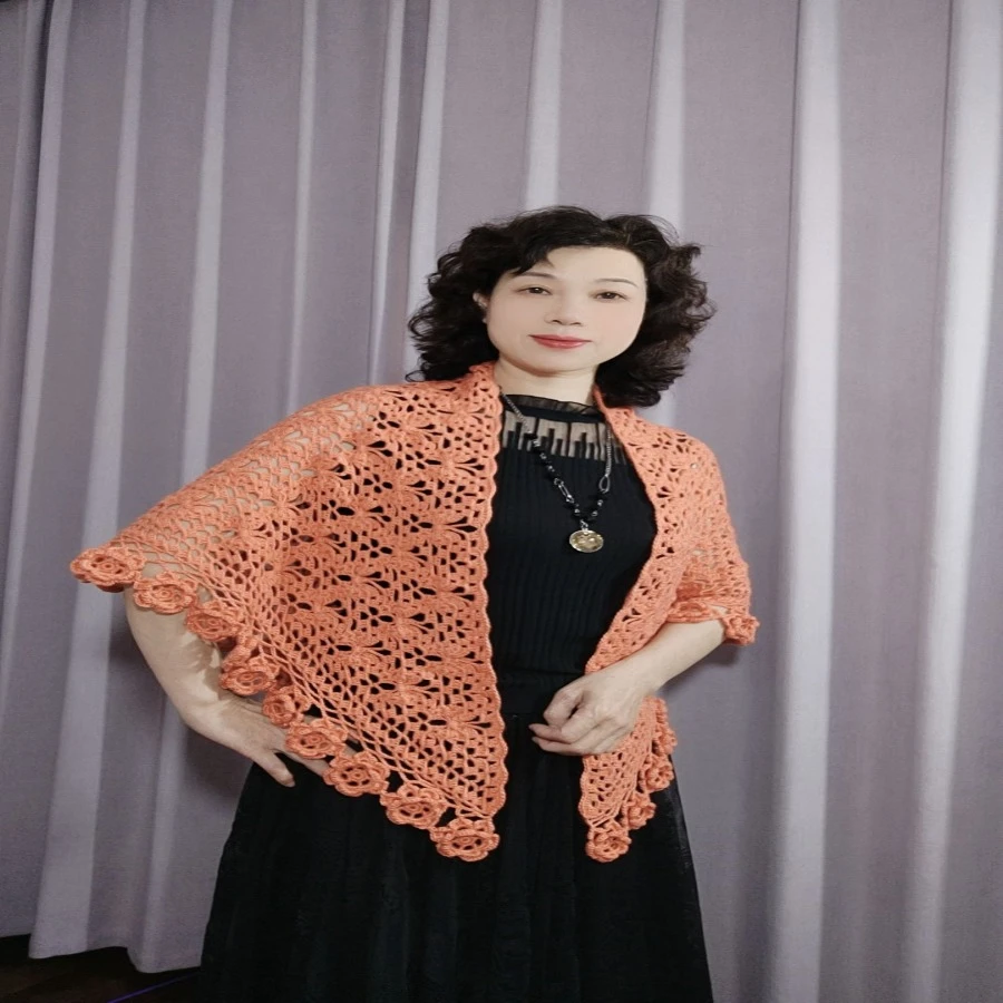 白云蝶恋芬芳披肩教程