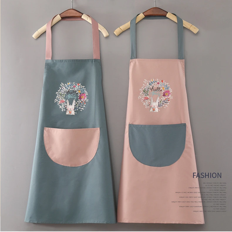 围裙时尚防水工作服家用做饭防油薄款家务擦手长袖成人厨房围腰