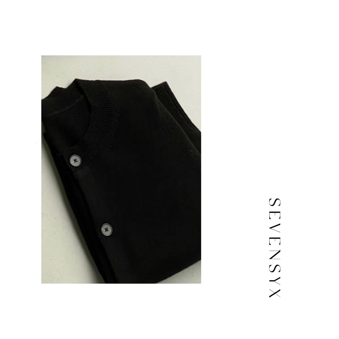 【笑脸刺绣多色全羊毛开衫】纯色圆领百搭秋冬长袖ins时尚休闲韩版