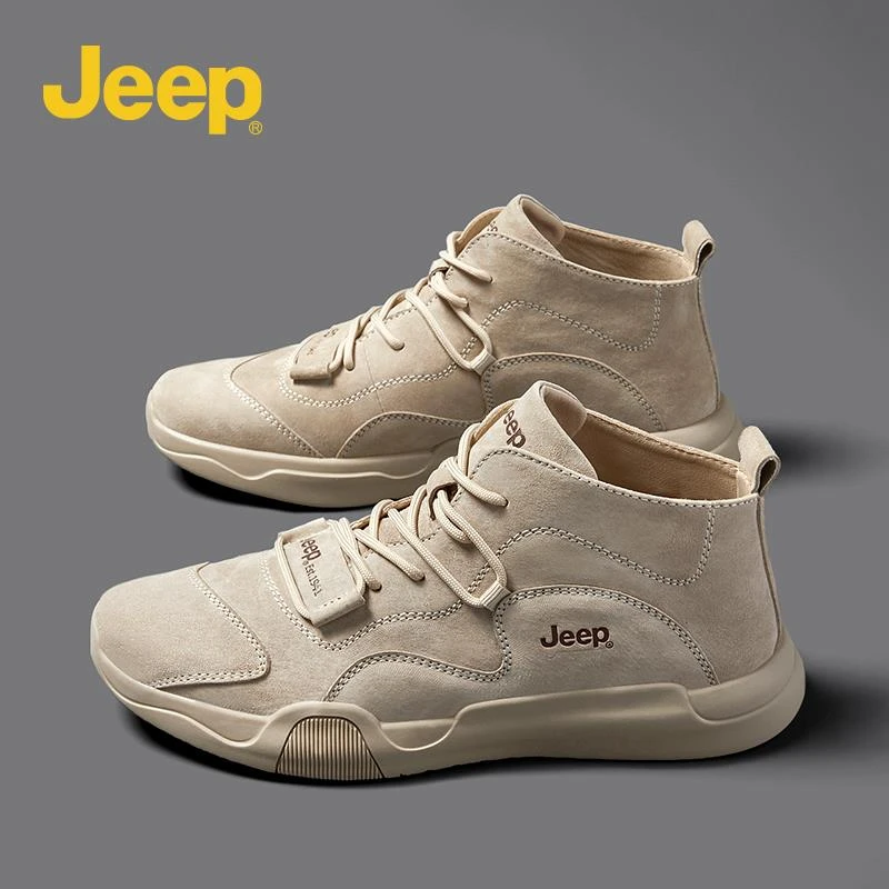 jeep吉普男鞋2025新款爆款男士皮鞋百搭真皮高帮运动休闲登山鞋男