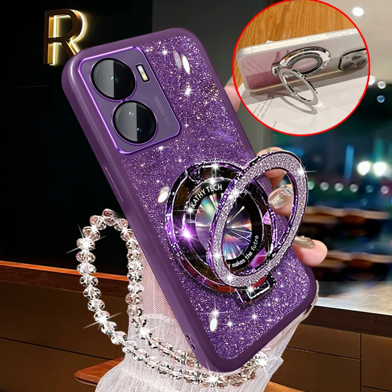 vivoIQOOZ6手机壳女透明超薄防摔V2220A全包Iqooz6闪粉软壳带支架