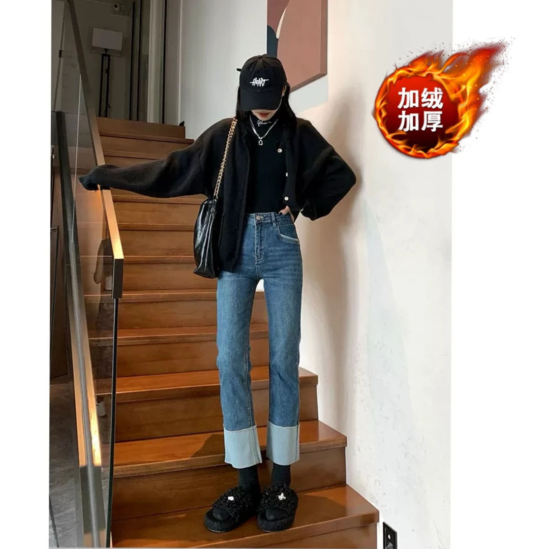 新款显瘦裤子烟管裤高腰九分直筒裤