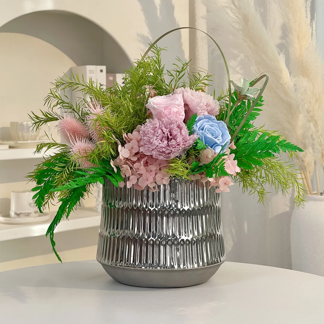 【千誉粉森】永生花玫瑰高奢餐桌茶几玄关电视柜新房岛台餐桌摆件