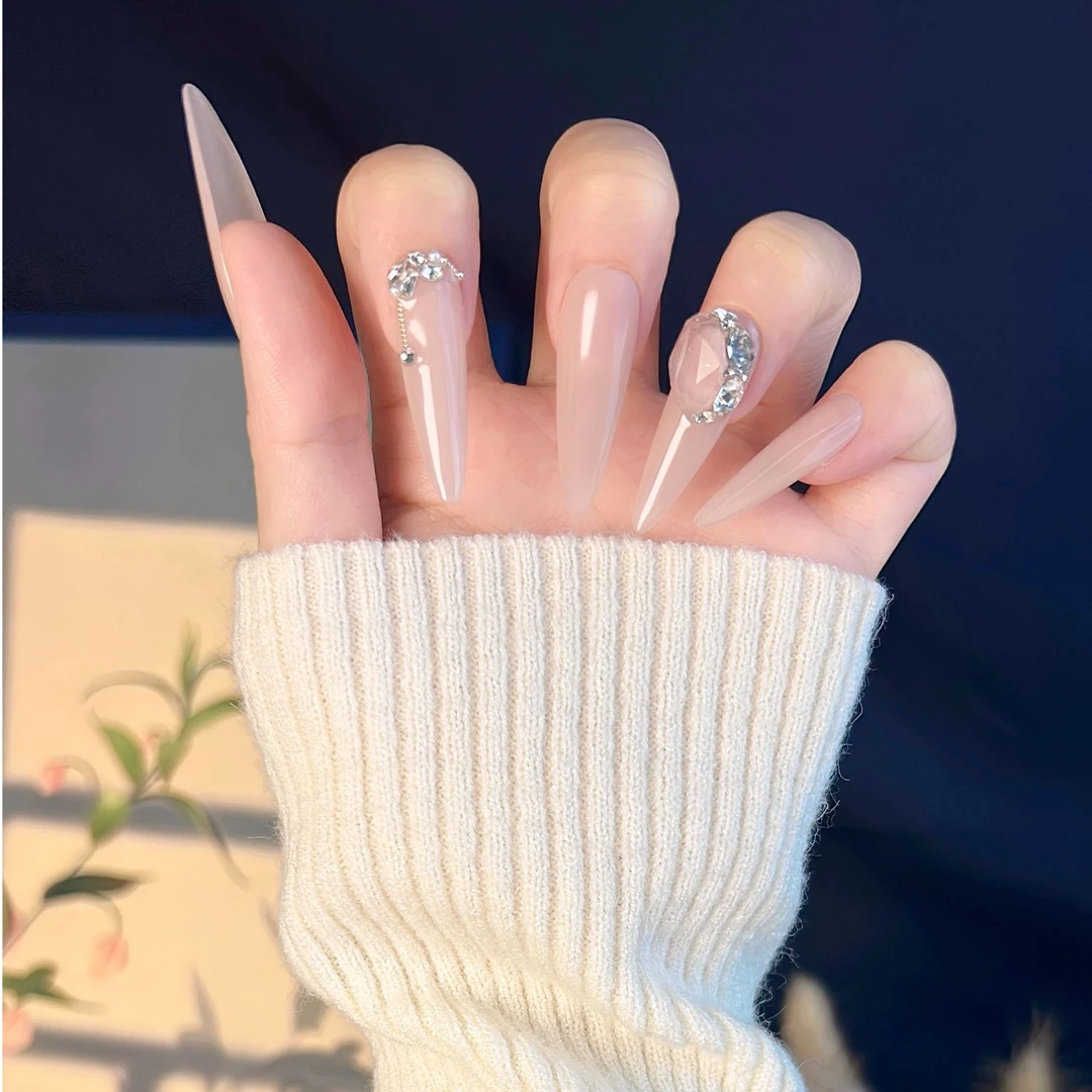 【克拉恋人】♡ 小指艺手工穿戴甲（裸色透钻）