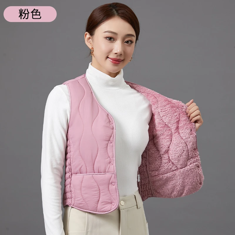 2024新款时尚马甲女小马甲中老年内外穿保暖加厚秋冬加绒短款马夹