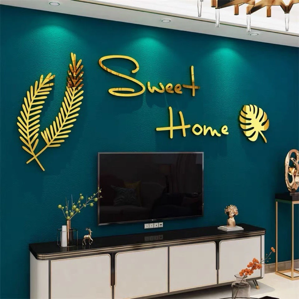 网红墙贴3d立体卧室床头装饰电视背景墙新款2023亚克力自粘墙贴画