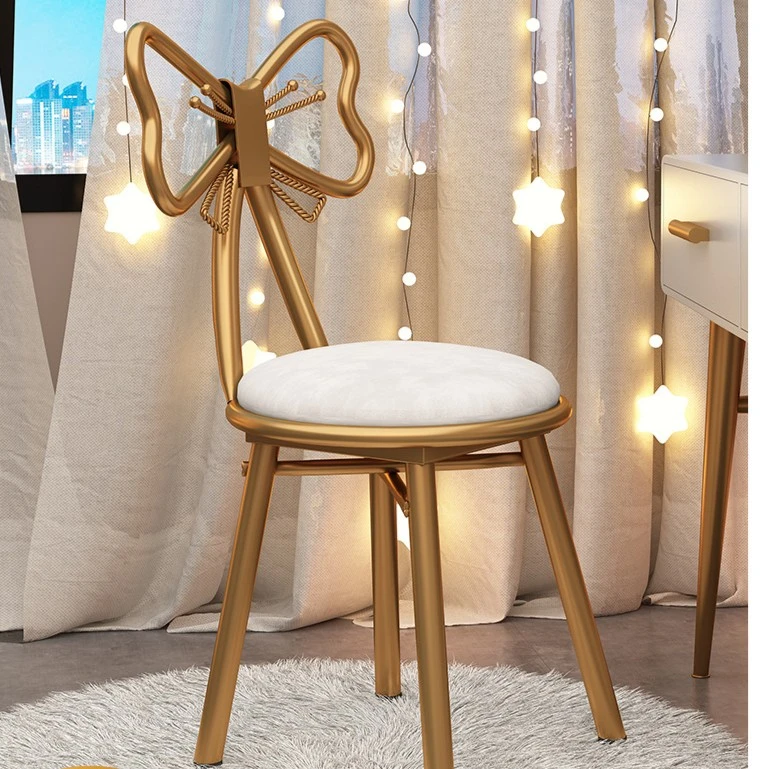 简约轻奢蝴蝶椅子网红化妆梳妆台凳子美甲椅卧室ins北欧少女靠背