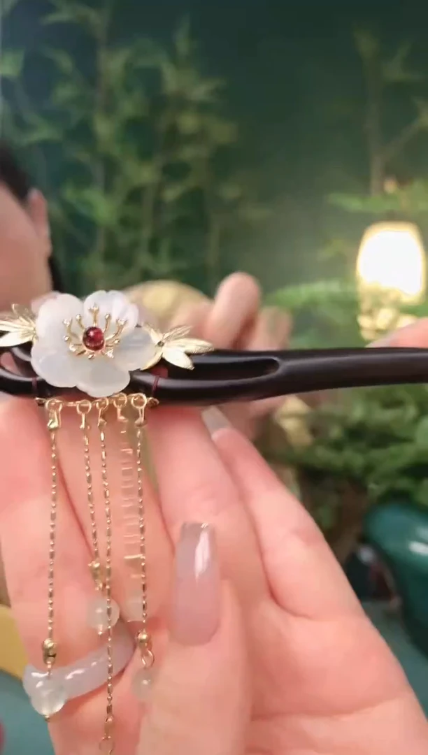 【闪购商品】蛇纹石玉发饰合金庭芜绿【发簪】