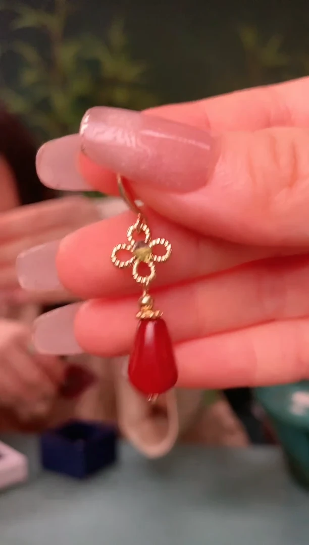 【闪购商品】玛瑙/玉髓手串合金烟鸿【耳环】