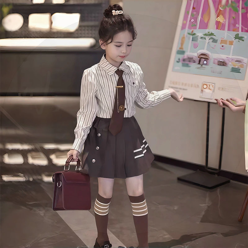 女童套装秋装2024新款洋气爆款学院风jk裙子两件套女童套装秋冬款