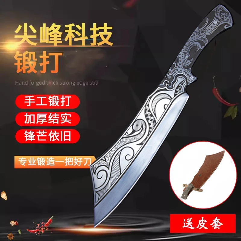 龙泉手工锻打高性能不锈钢砍柴砍骨专用厨房刀高硬度砍骨刀豹铭刀