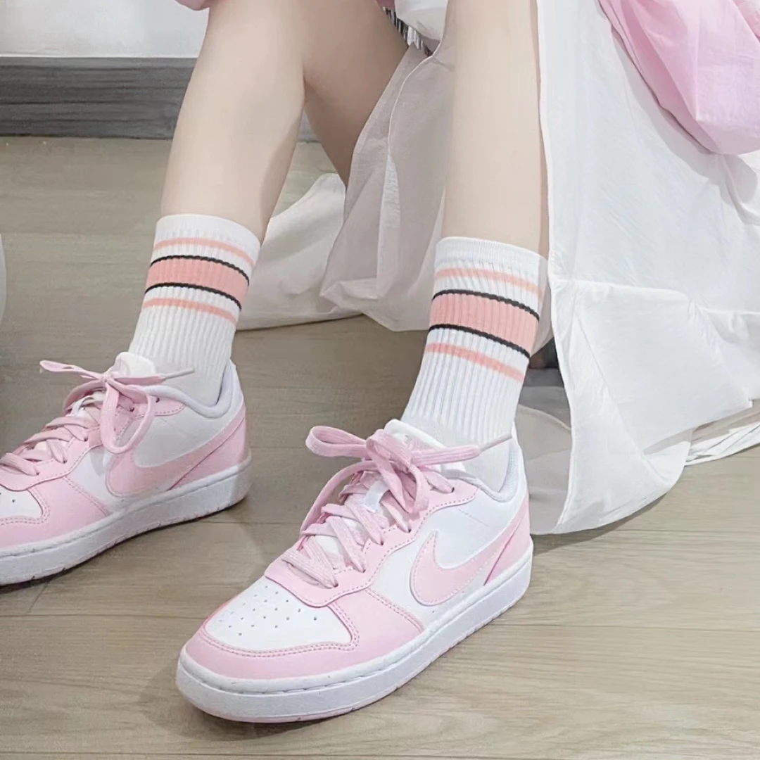 Nike/耐克Court Borough low 樱花粉休闲女鞋低帮板鞋DV5456-105