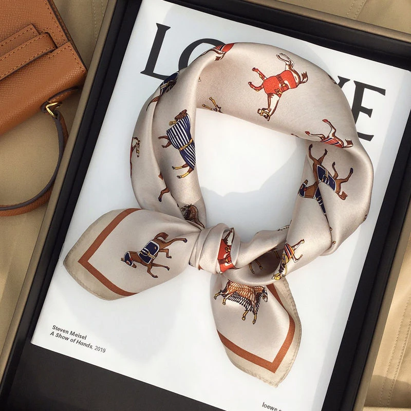 原创小方巾春季百搭ins超火彩虹职业装饰丝巾多功能围巾领巾发带