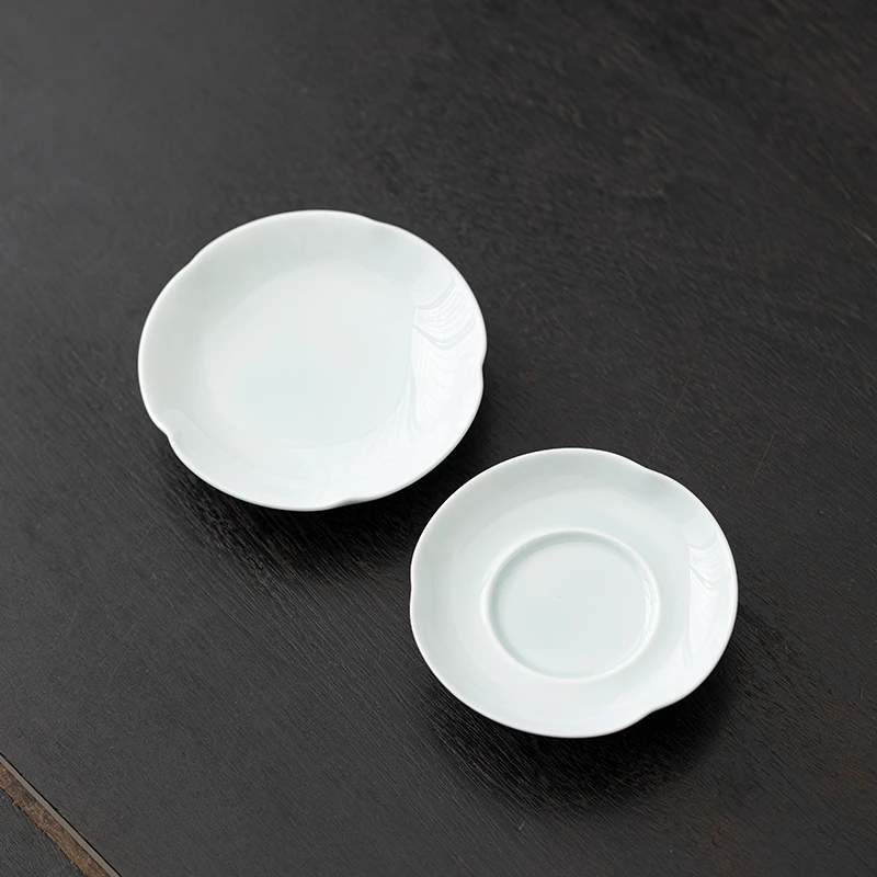 简约影青釉杯垫杯托陶瓷功夫茶具日式隔热垫家用茶碟托盘茶道配件