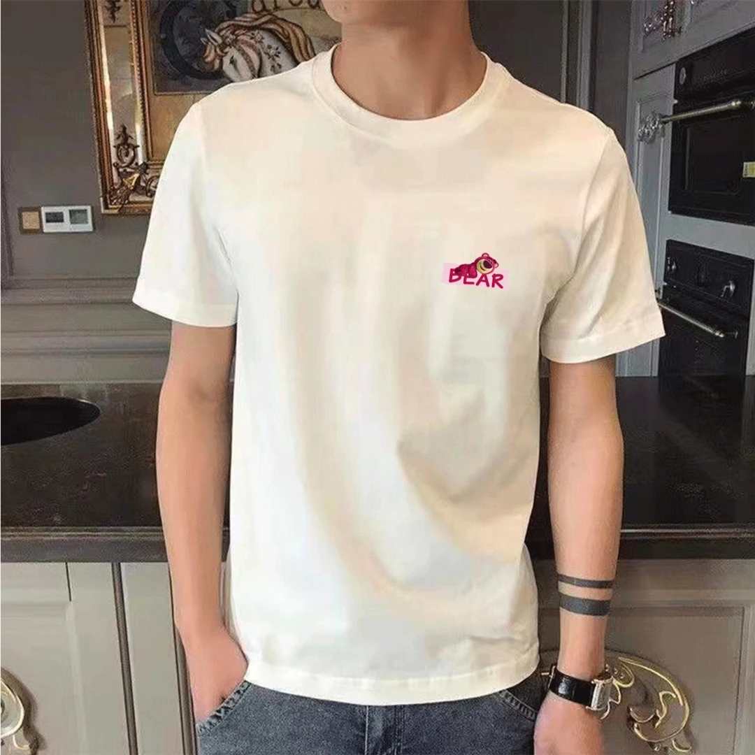 男女同款上衣纯棉男士短袖夏季t恤圆领合身印花半袖白t打底衫上衣