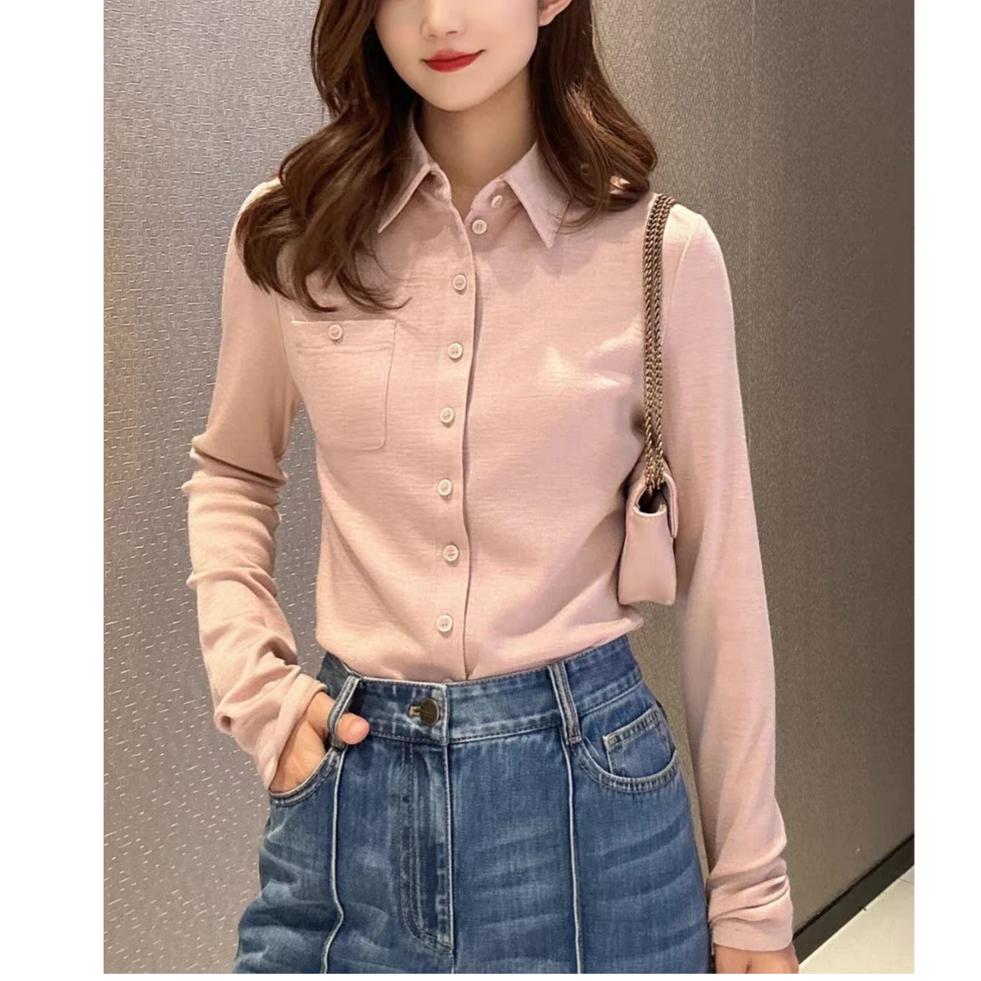 【商场同款】2024秋冬款保暖修身羊毛衬衫女1300820