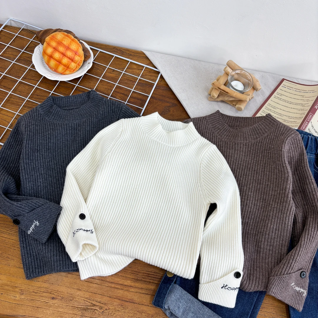 儿童打底衫2024秋季新款男童女童保暖打底韩版软糯洋气百搭不起球