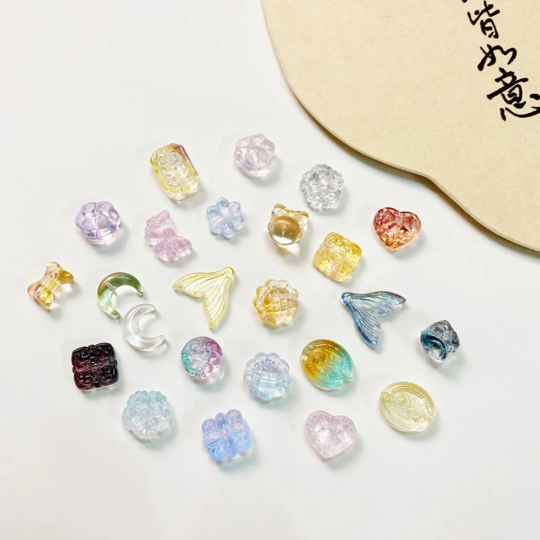 琉璃花牌猫爪月牙醒狮蝴蝶跑环铃铛趴趴猫樱花双色款式珠珠配饰