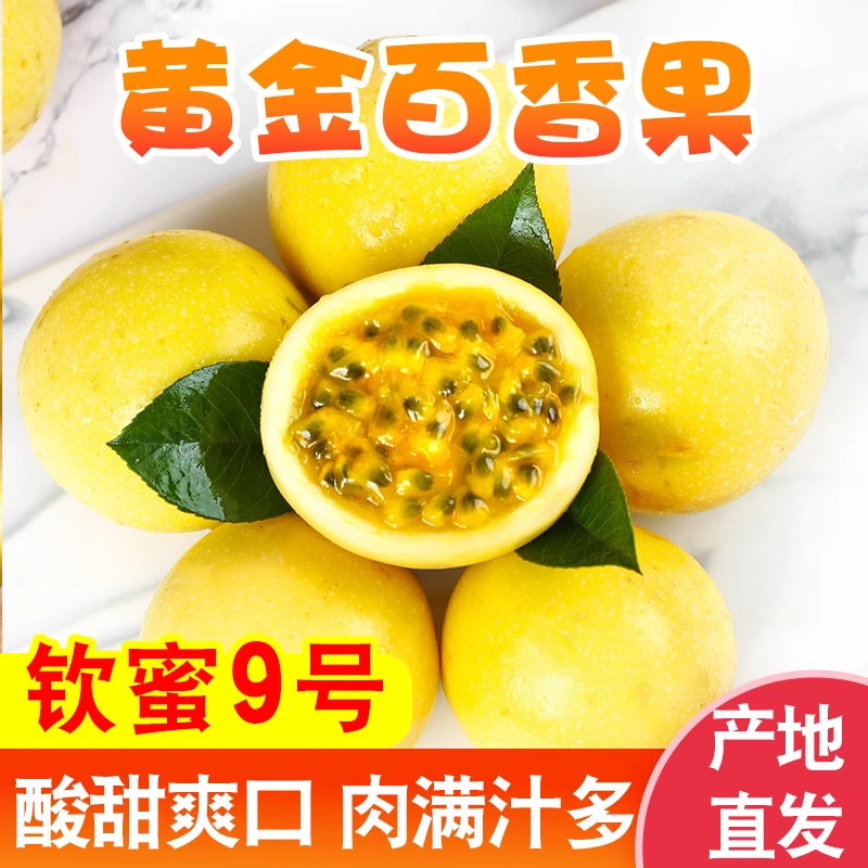 钦蜜9号黄金百香果新鲜应季多汁香甜皱皮果肉(30枚/小果40-60g个)