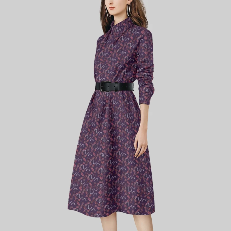 收腰长袖连衣裙女秋装2025年新款洋气大摆减龄显瘦气质碎花长裙潮