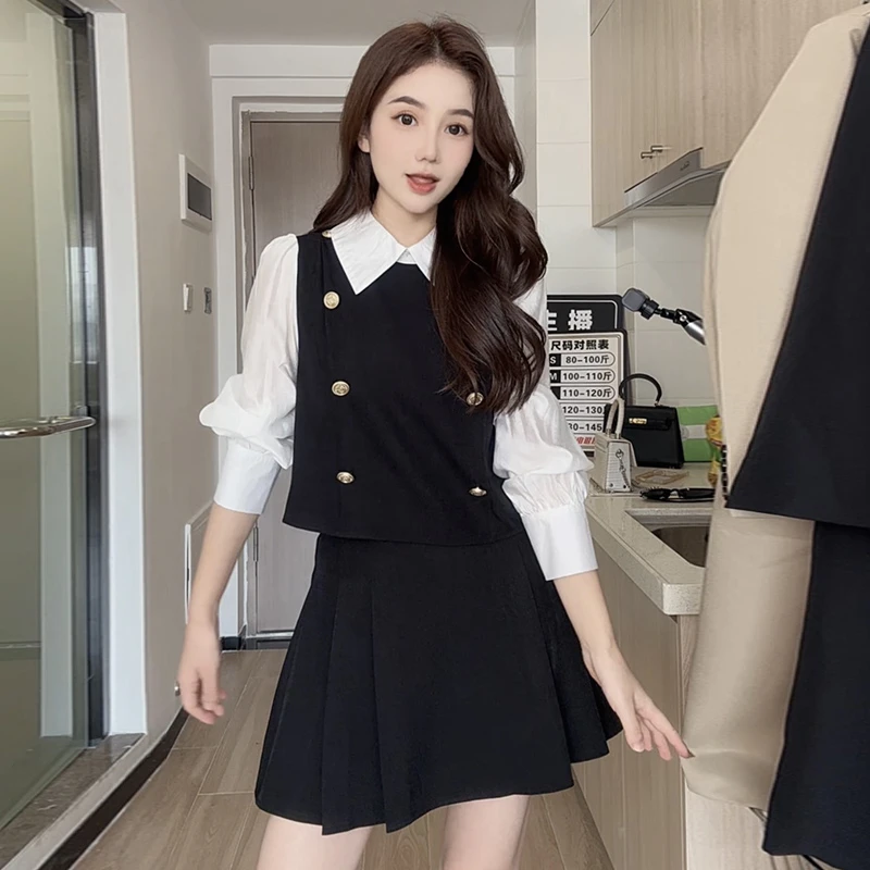 【阿鑫】【两件套】2025秋季新款衬衫百褶半裙时尚女装时尚套装2186