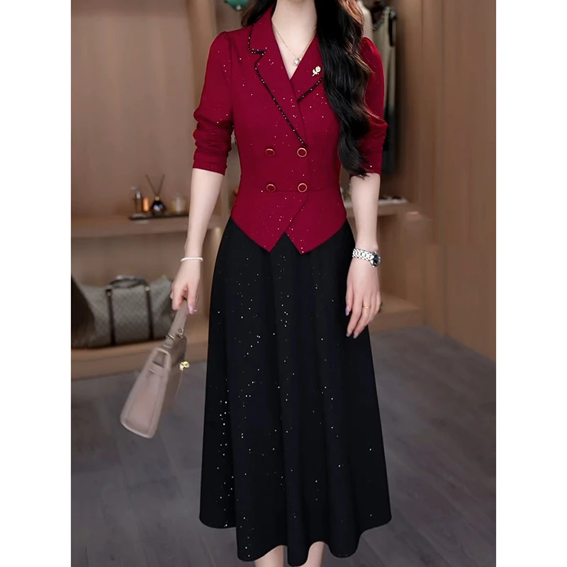 2025新款女装秋季高档时尚修身显瘦气质长袖法式秋冬连衣裙子2241