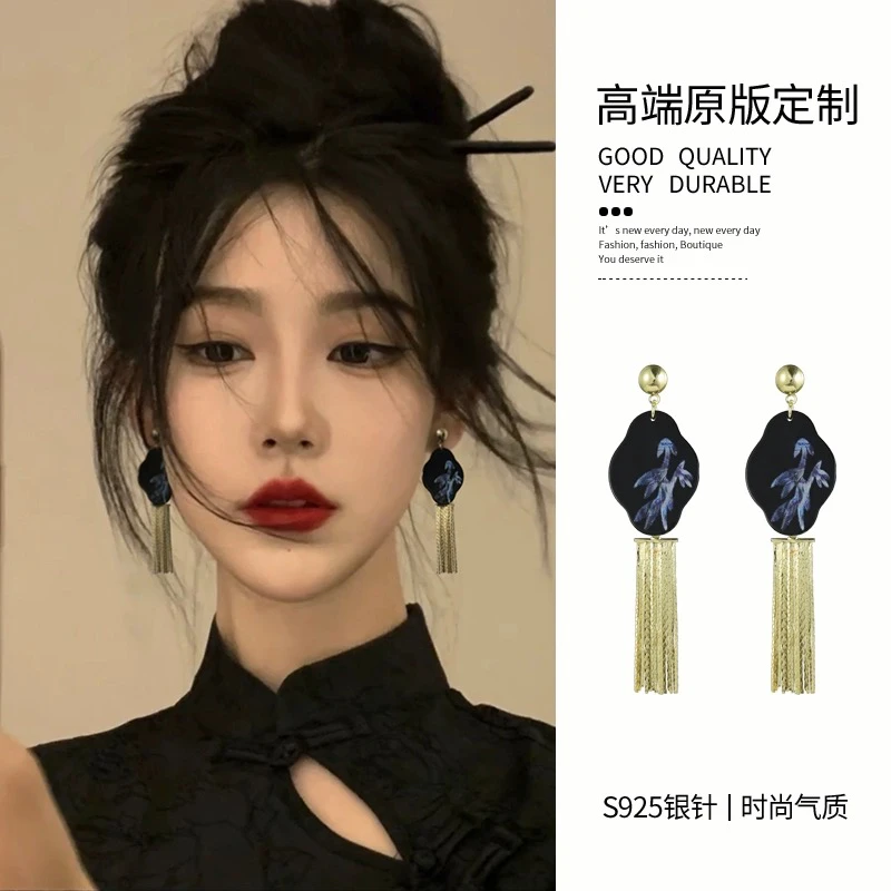 合金耳饰 时尚复古流苏耳环小众高级感耳饰旗袍配饰古风耳坠ins