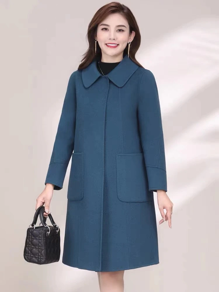 双面羊毛大衣2024秋冬款双面呢气质中长款