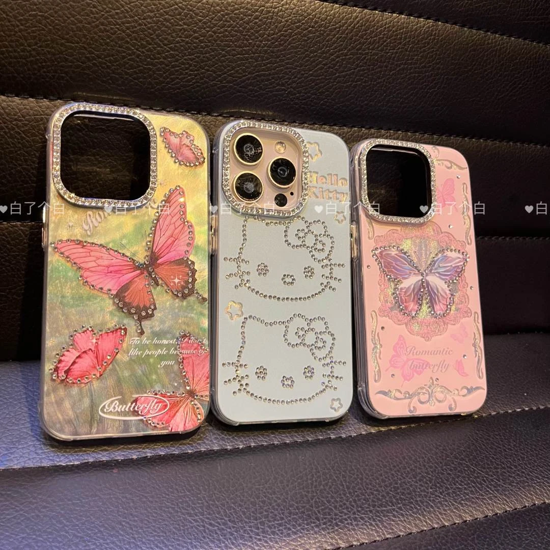 高定手工钻高颜值iPhone15女生高级感14promax蝴蝶结ins保护套