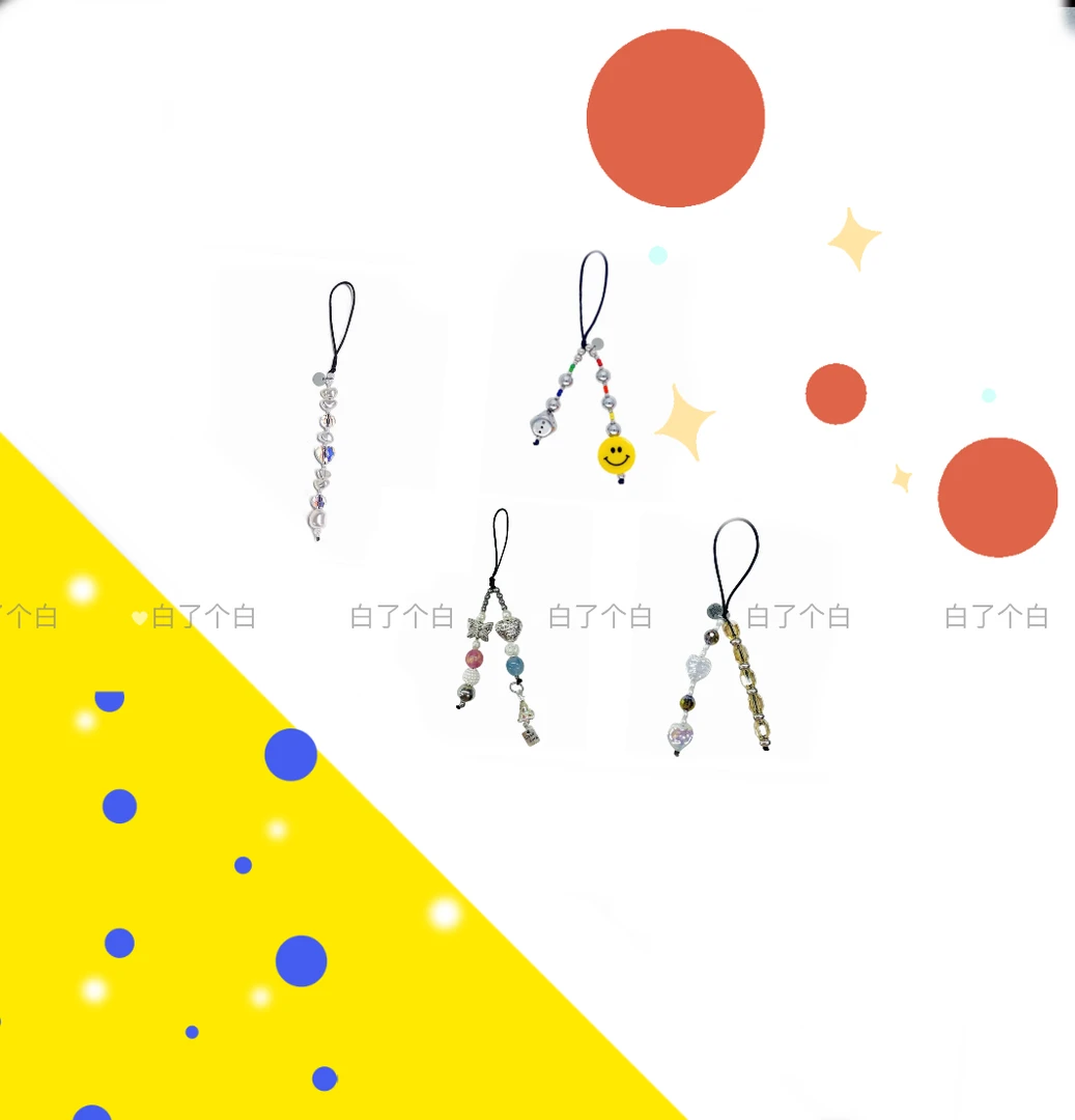 白了个白手作手工笑脸小短链手机链创意短款珍珠装饰小清新个性