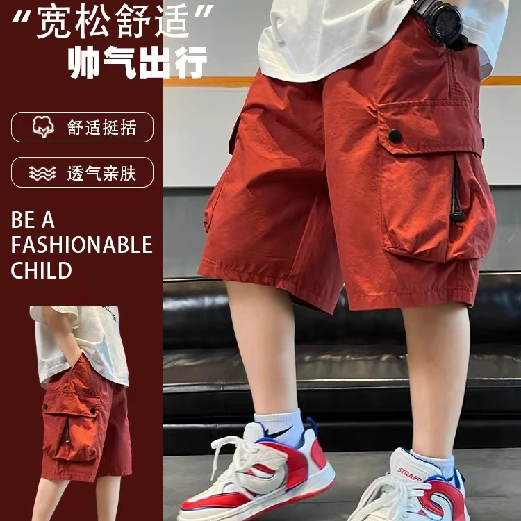 儿童装男童短裤5分裤夏季薄款中大童男孩工装中裤水洗棉薄款夏装