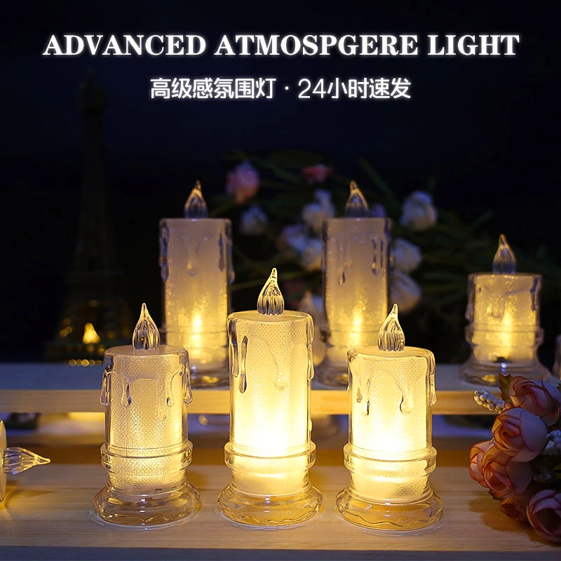 高级感蜡烛小夜灯欧式餐桌灯卧室温馨小灯拍照布景ins浪漫氛围灯