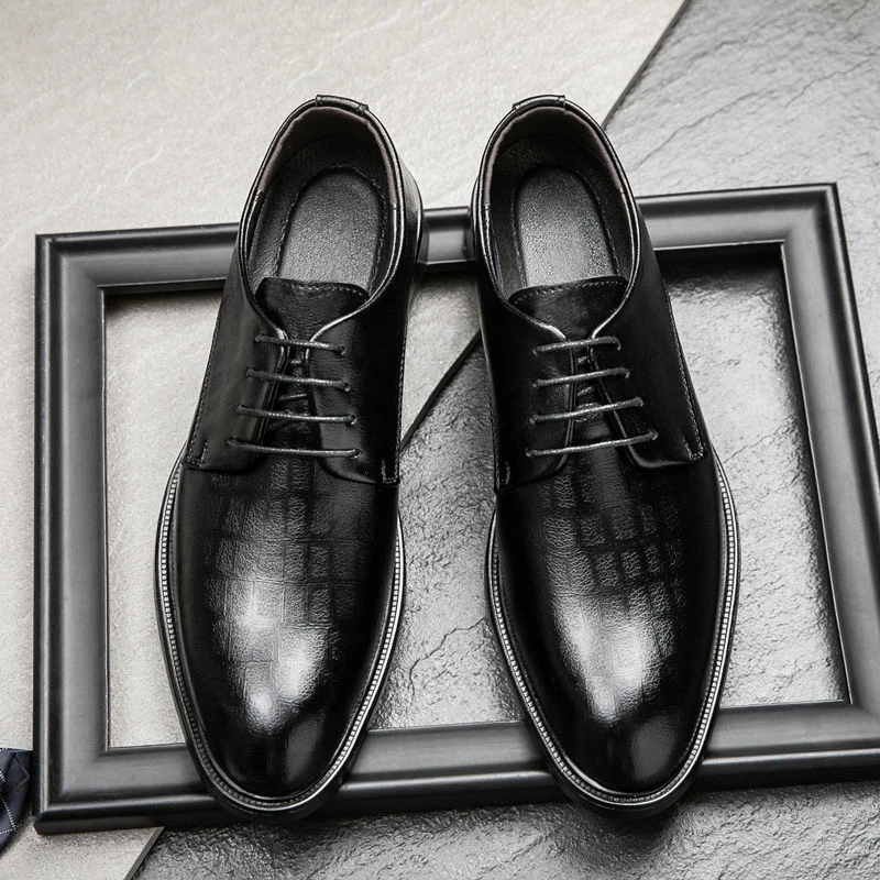 （头层牛皮）0510透气男士系带商务皮鞋时尚正装鞋软底真皮休闲皮鞋