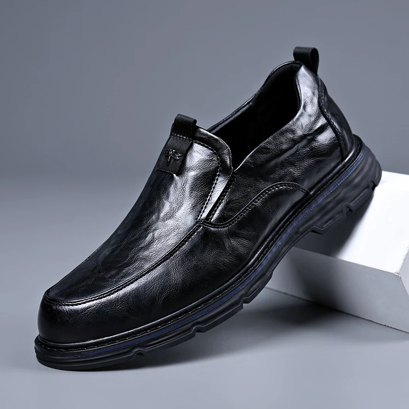 0509秋季新款男士真皮豆豆鞋商务休闲皮鞋子软底套脚男鞋懒人鞋