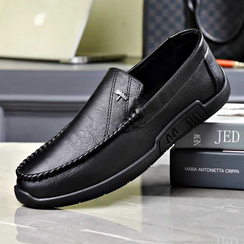 （牛皮）秋季新款男士一脚蹬懒人鞋百搭豆豆鞋时尚休闲皮鞋