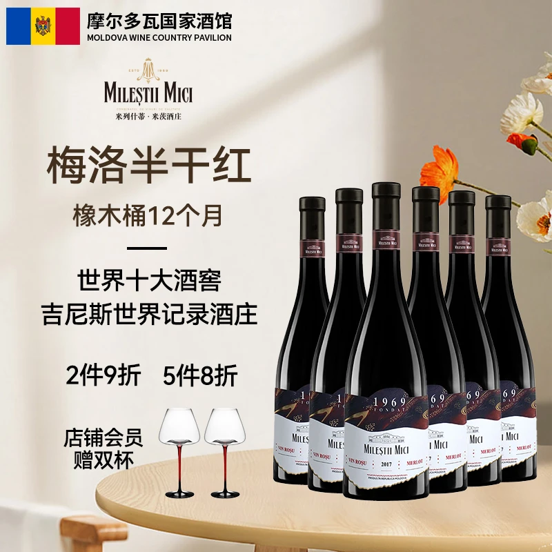 【原瓶进口】摩尔多瓦米茨幻彩梅洛半干红葡萄酒2017年红酒