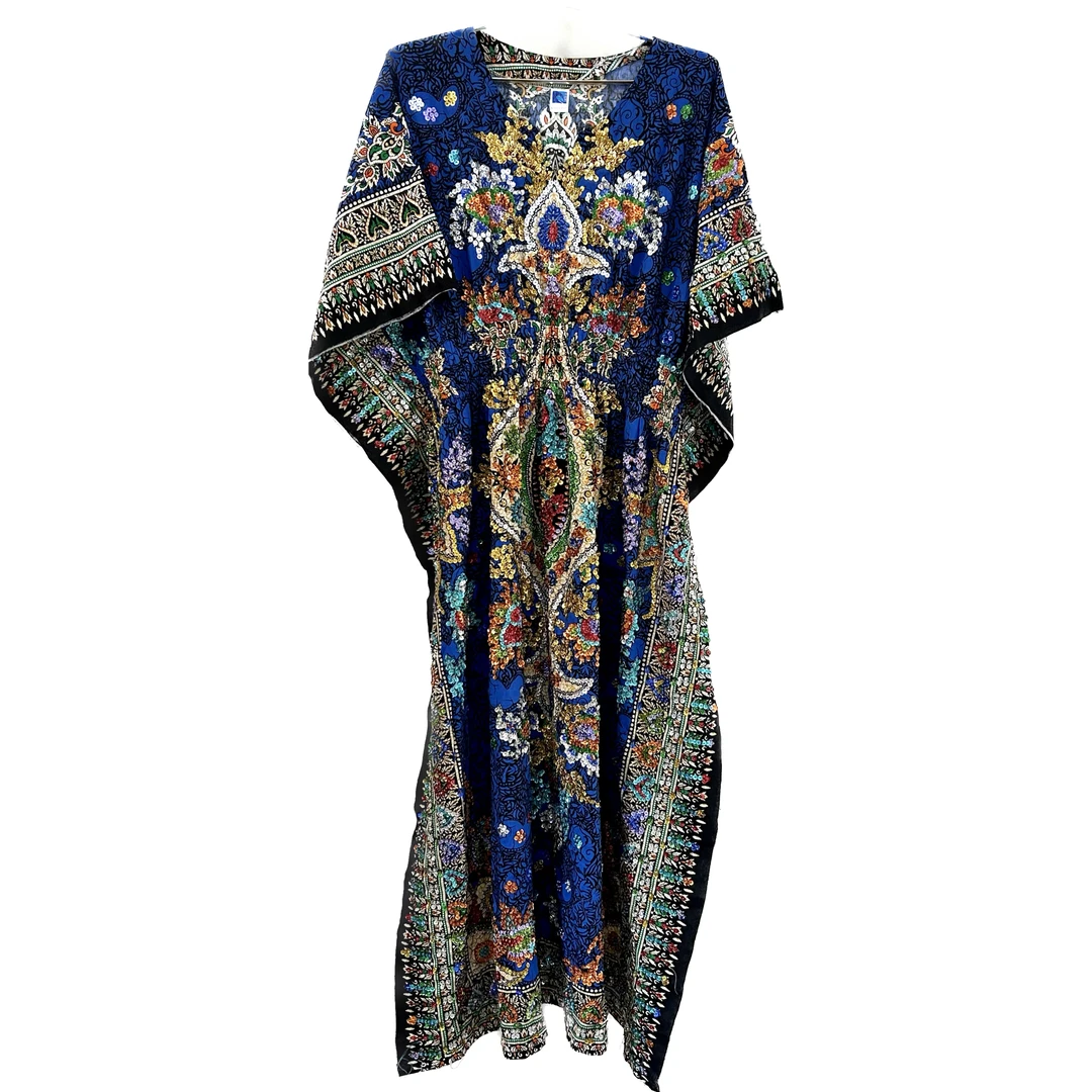 女士手工连衣裙-长款夏季连衣裙休闲百搭女装无袖成人百褶裙印花